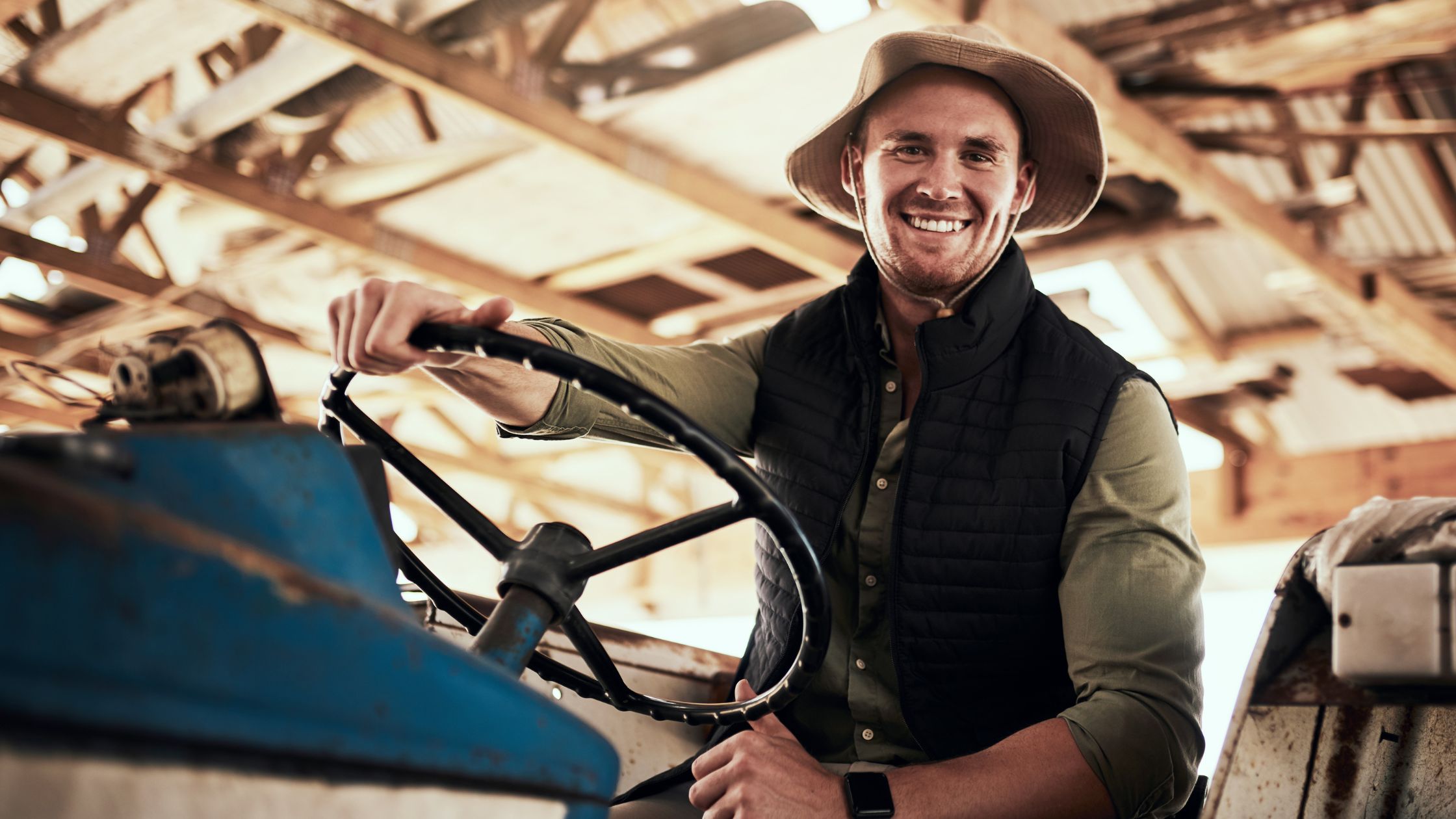 australian farmer on his tractore