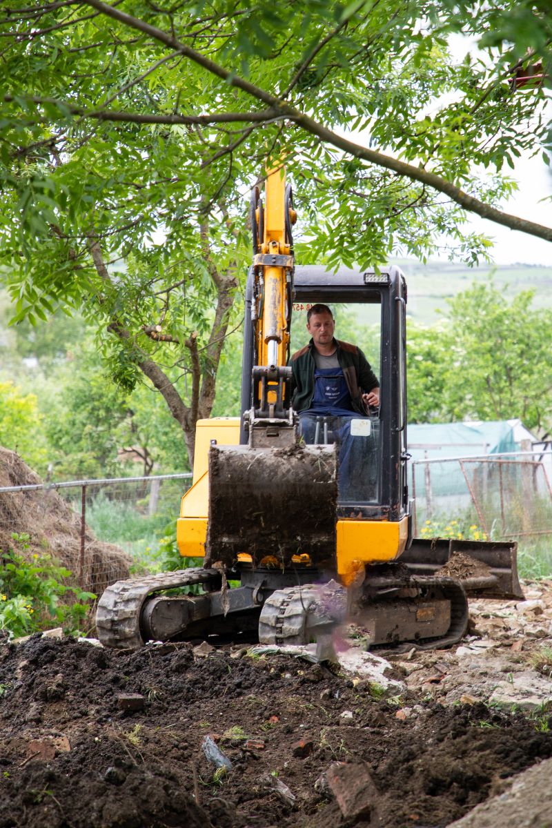 excavating land with mini digger