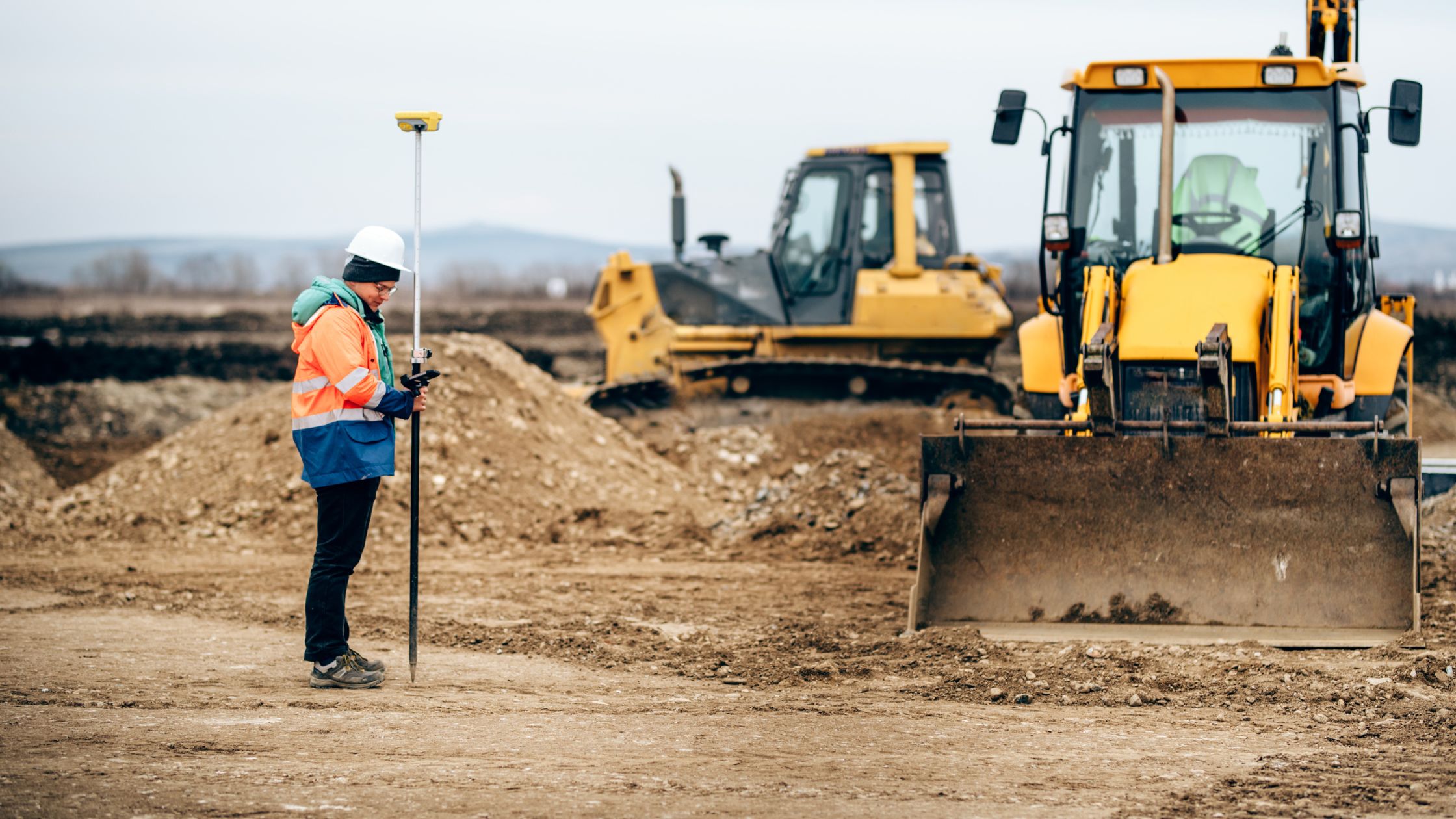 land surveyor checking level