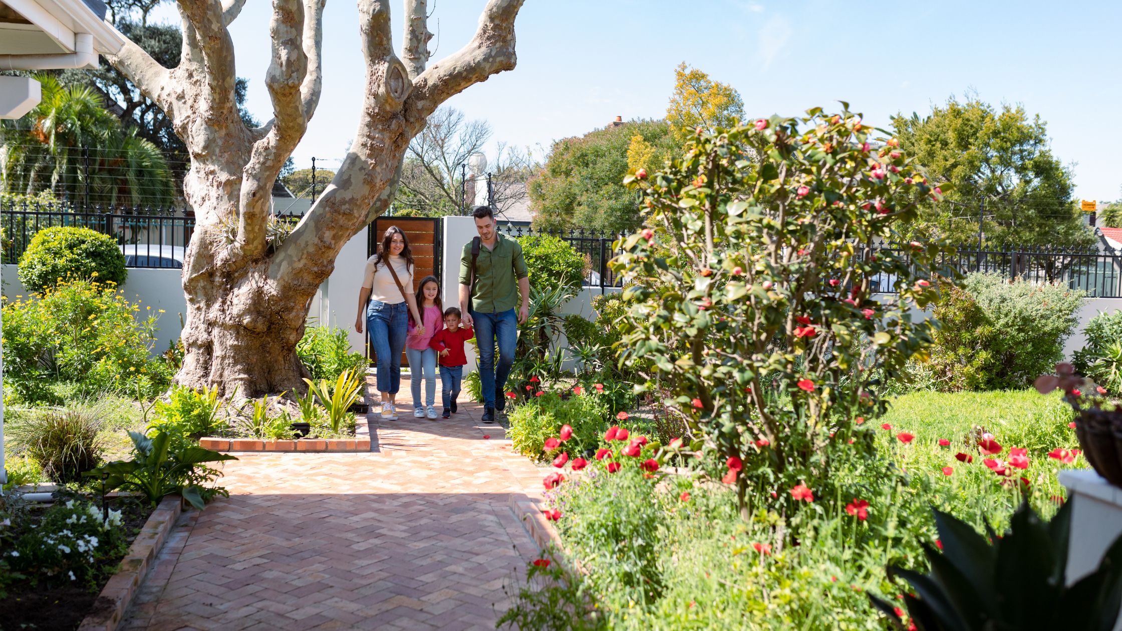 perth family in their garden